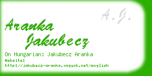 aranka jakubecz business card